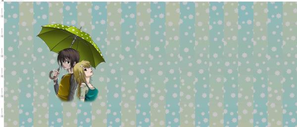 French Terry Panel Manga Teens ca. 65 cm Khaki/Mint/Petrol Töne